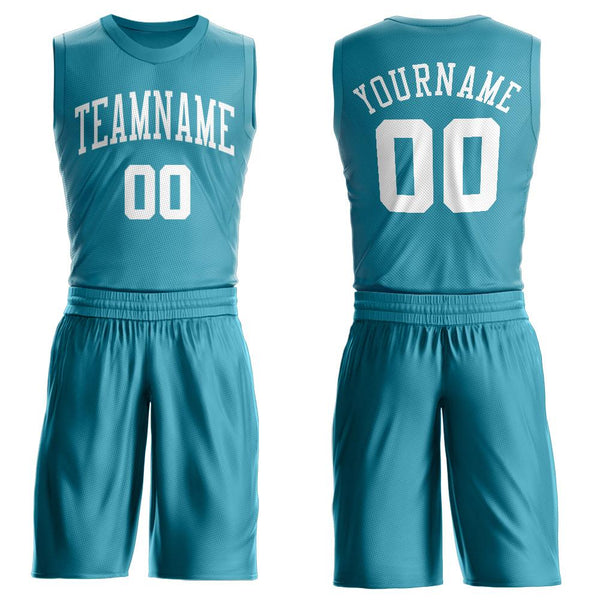 Custom Teal White Round Neck Suit Basketball Jersey Custom Teal White Round Neck Suit Basketball Jersey