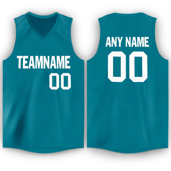 Custom Teal White V-Neck Basketball Jersey Custom Teal White V-Neck Basketball Jersey