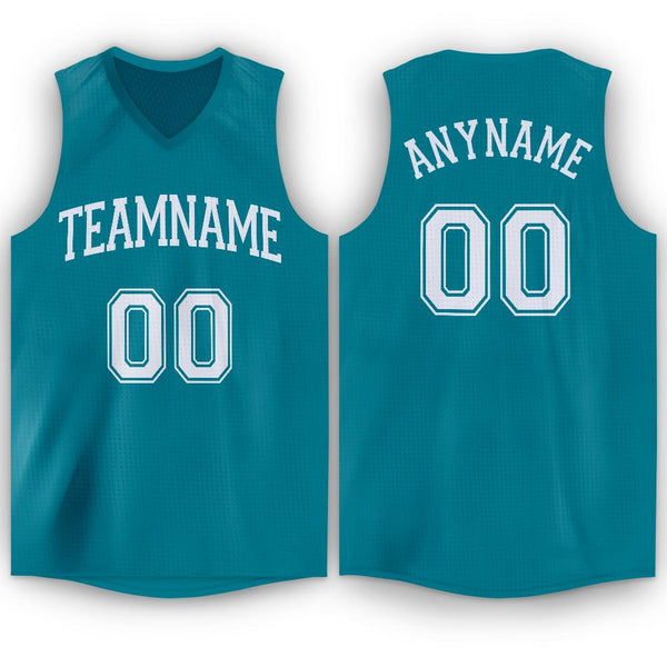 Custom Teal White V-Neck Basketball Jersey Custom Teal White V-Neck Basketball Jersey