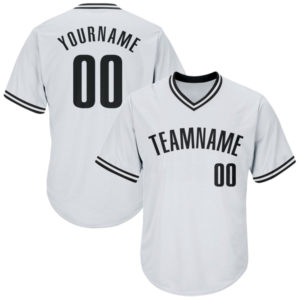 Custom White Black Authentic Throwback Rib-Knit Baseball Jersey Shirt Custom White Black Authentic Throwback Rib-Knit Baseball Jersey Shirt
