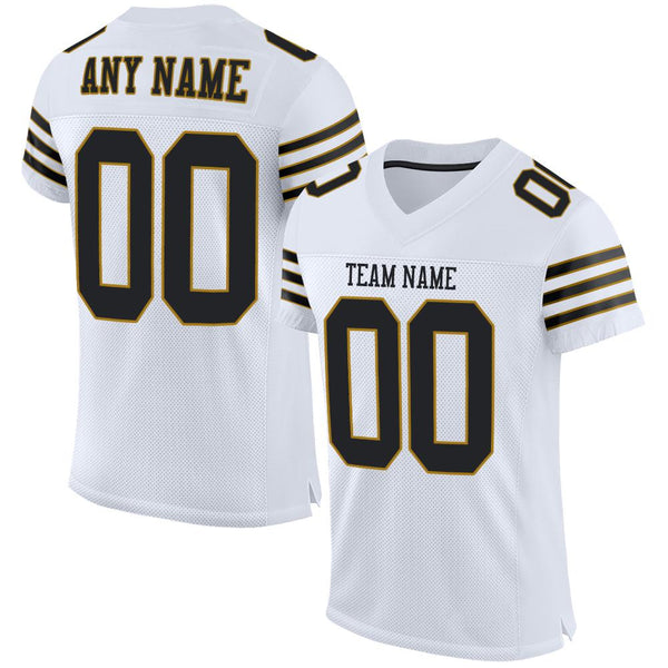 Custom White Black-Old Gold Mesh Authentic Football Jersey Custom White Black-Old Gold Mesh Authentic Football Jersey