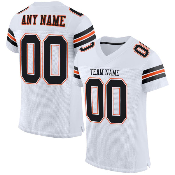Custom White Black-Orange Mesh Authentic Football Jersey Custom White Black-Orange Mesh Authentic Football Jersey