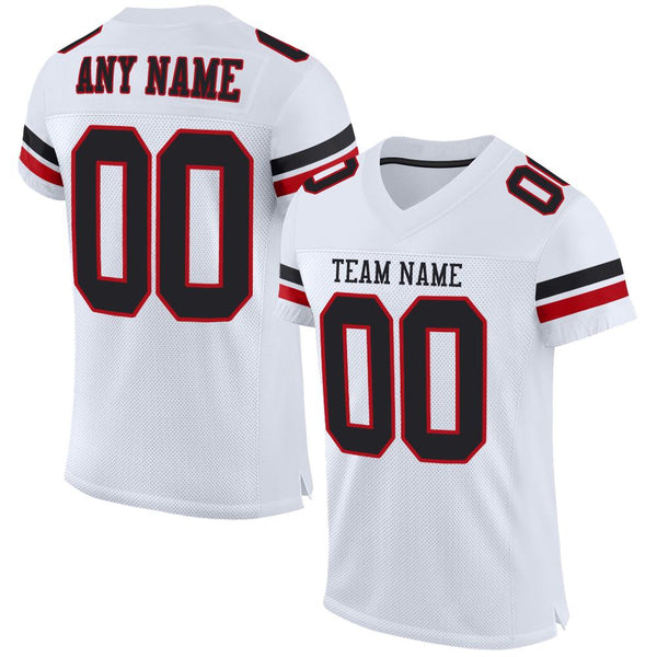 Custom White Black-Red Mesh Authentic Football Jersey Custom White Black-Red Mesh Authentic Football Jersey