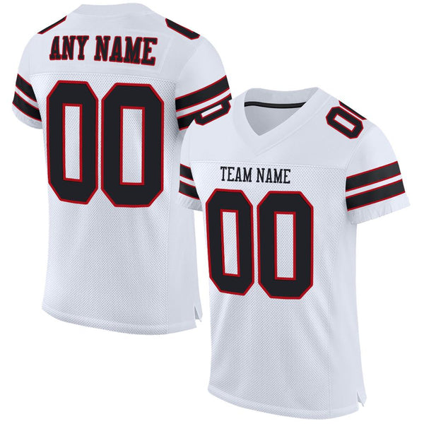 Custom White Black-Red Mesh Authentic Football Jersey Custom White Black-Red Mesh Authentic Football Jersey