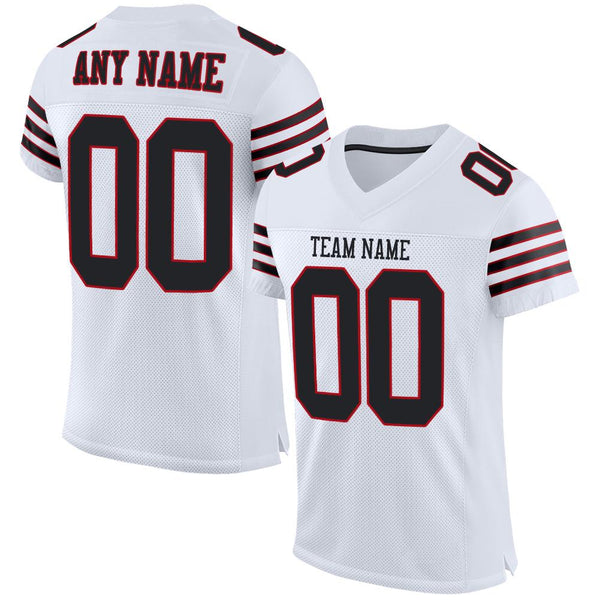 Custom White Black-Red Mesh Authentic Football Jersey Custom White Black-Red Mesh Authentic Football Jersey