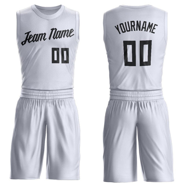 Custom White Black Round Neck Suit Basketball Jersey Custom White Black Round Neck Suit Basketball Jersey