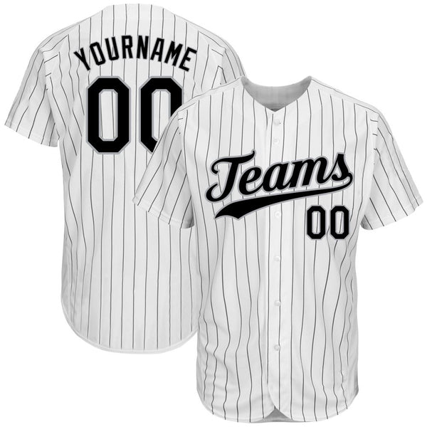 Custom White Black Strip Black-Gray Authentic Baseball Jersey Custom White Black Strip Black-Gray Authentic Baseball Jersey
