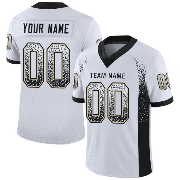 Custom White Black-Vegas Gold Mesh Drift Fashion Football Jersey Custom White Black-Vegas Gold Mesh Drift Fashion Football Jersey