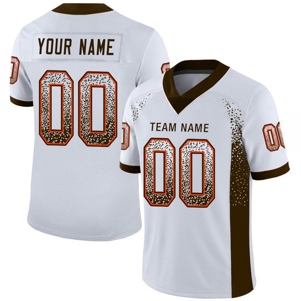 Custom White Brown-Orange Mesh Drift Fashion Football Jersey Custom White Brown-Orange Mesh Drift Fashion Football Jersey