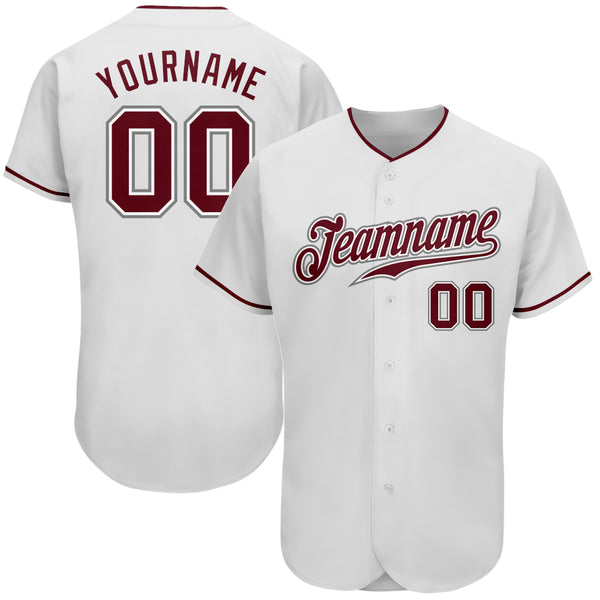 Custom White Crimson-Gray Authentic Baseball Jersey Custom White Crimson-Gray Authentic Baseball Jersey