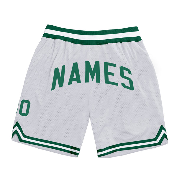 Custom White Kelly Green Authentic Throwback Basketball Shorts