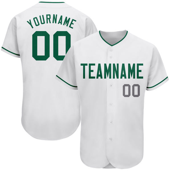 Custom White Kelly Green-Gray Authentic Baseball Jersey Custom White Kelly Green-Gray Authentic Baseball Jersey