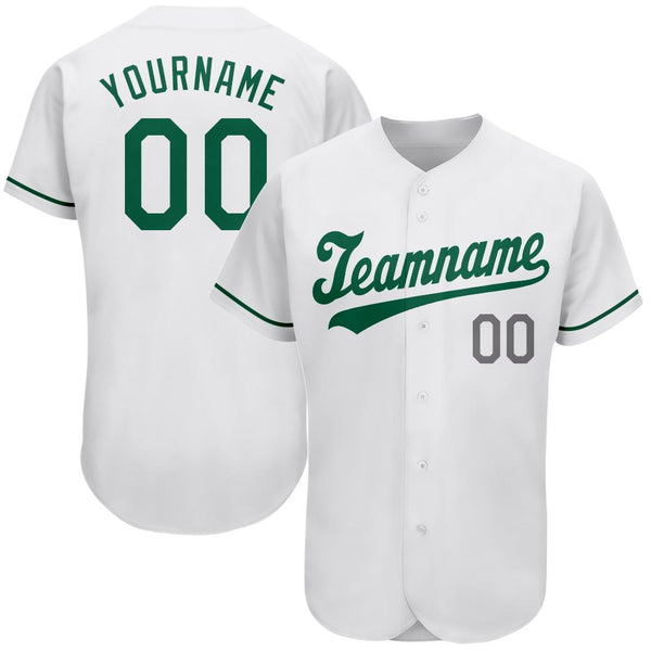 Custom White Kelly Green-Gray Authentic St. Patrick Day Baseball Jersey