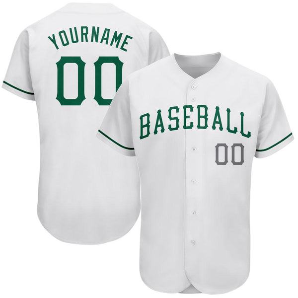 Custom White Kelly Green-Gray Authentic St. Patrick Day Baseball Jersey
