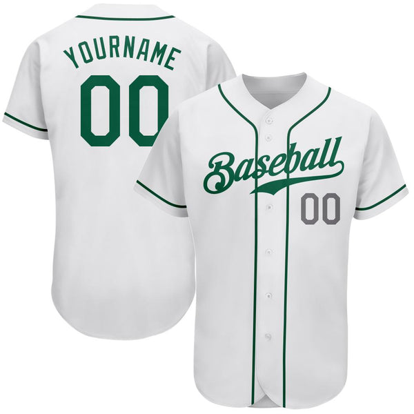 Custom White Kelly Green-Light Gray Authentic Baseball Jersey Custom White Kelly Green-Light Gray Authentic Baseball Jersey