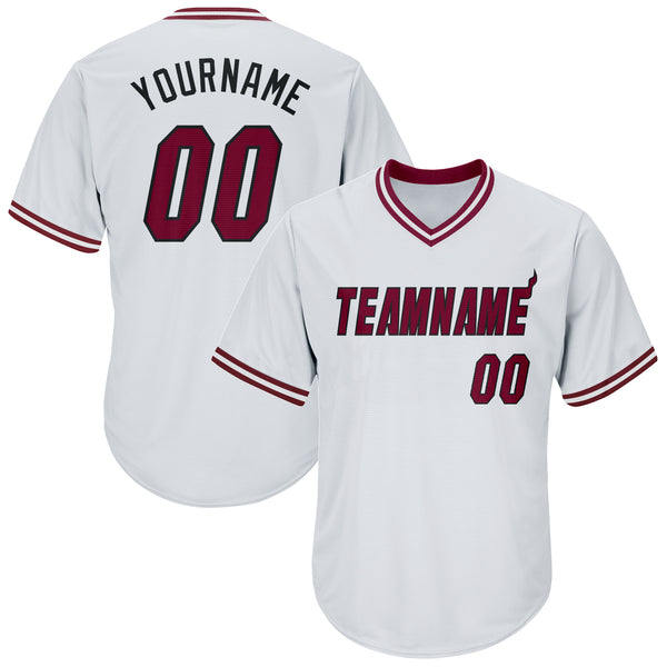 Custom White Maroon-Black Authentic Throwback Rib-Knit Baseball Jersey Shirt Custom White Maroon-Black Authentic Throwback Rib-Knit Baseball Jersey Shirt