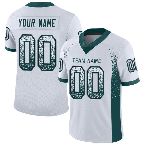 Custom White Midnight Green-Black Mesh Drift Fashion Football Jersey Custom White Midnight Green-Black Mesh Drift Fashion Football Jersey