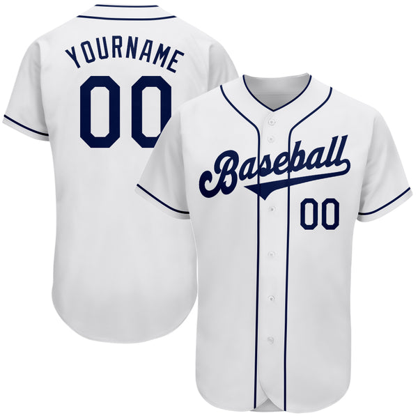 Custom White Navy Authentic Baseball Jersey Custom White Navy Authentic Baseball Jersey