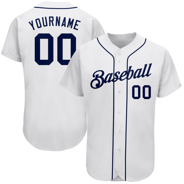 Custom White Navy Authentic Baseball Jersey Custom White Navy Authentic Baseball Jersey
