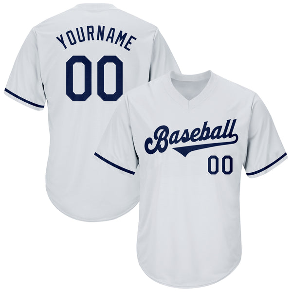 Custom White Navy Authentic Throwback Rib-Knit Baseball Jersey Shirt Custom White Navy Authentic Throwback Rib-Knit Baseball Jersey Shirt