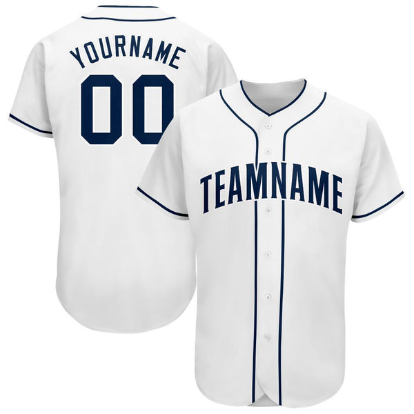 Custom White Navy Baseball Jersey Custom White Navy Baseball Jersey
