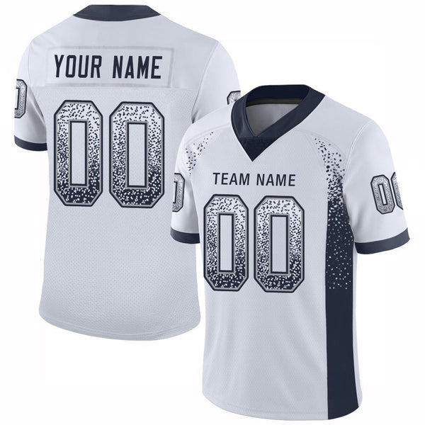 Custom White Navy-Gray Mesh Drift Fashion Football Jersey Custom White Navy-Gray Mesh Drift Fashion Football Jersey