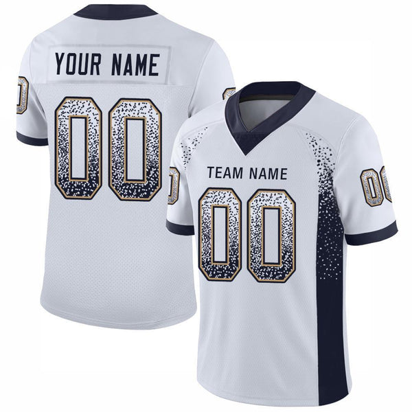 Custom White Navy-Old Gold Mesh Drift Fashion Football Jersey Custom White Navy-Old Gold Mesh Drift Fashion Football Jersey