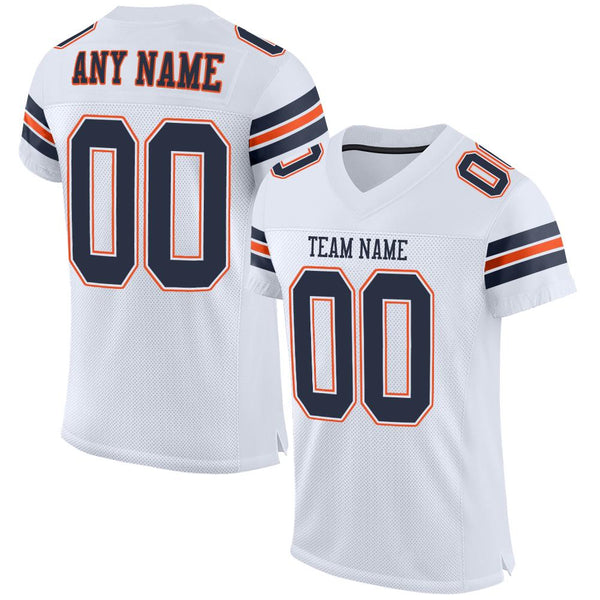 Custom White Navy-Orange Mesh Authentic Football Jersey Custom White Navy-Orange Mesh Authentic Football Jersey