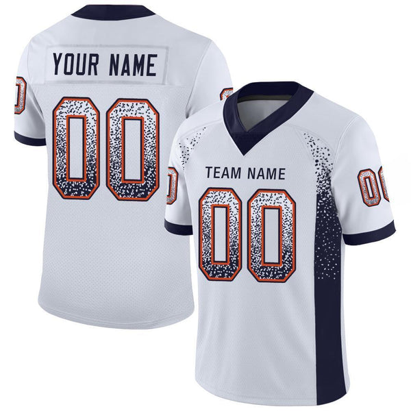 Custom White Navy-Orange Mesh Drift Fashion Football Jersey Custom White Navy-Orange Mesh Drift Fashion Football Jersey