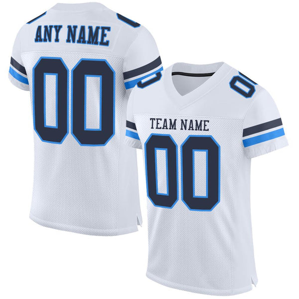 Custom White Navy-Powder Blue Mesh Authentic Football Jersey Custom White Navy-Powder Blue Mesh Authentic Football Jersey