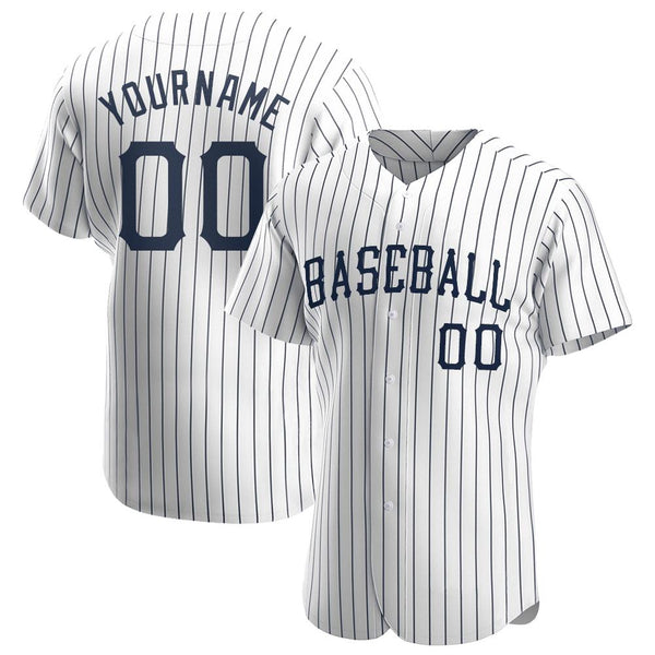 Custom White Navy Strip Navy Authentic Baseball Jersey Custom White Navy Strip Navy Authentic Baseball Jersey