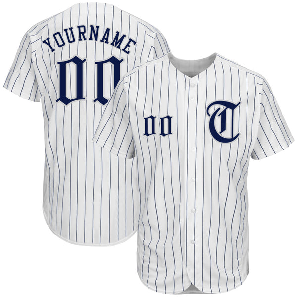 Custom White Navy Strip Navy-Gray Authentic Baseball Jersey Custom White Navy Strip Navy-Gray Authentic Baseball Jersey
