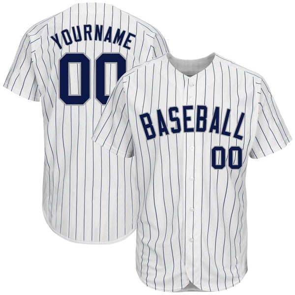 Custom White Navy Strip Navy-Gray Authentic Baseball Jersey Custom White Navy Strip Navy-Gray Authentic Baseball Jersey