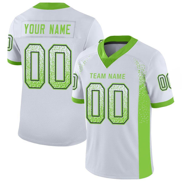 Custom White Neon Green-Navy Mesh Drift Fashion Football Jersey Custom White Neon Green-Navy Mesh Drift Fashion Football Jersey