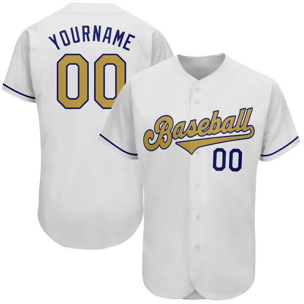 Custom White Old Gold-Royal Authentic Baseball Jersey Custom White Old Gold-Royal Authentic Baseball Jersey