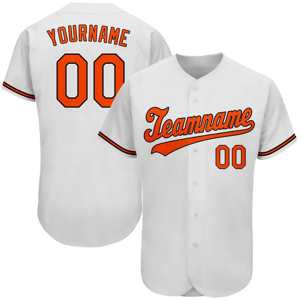 Custom White Orange-Black Authentic Baseball Jersey Custom White Orange-Black Authentic Baseball Jersey