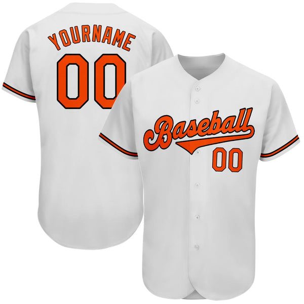 Custom White Orange-Black Authentic Baseball Jersey Custom White Orange-Black Authentic Baseball Jersey
