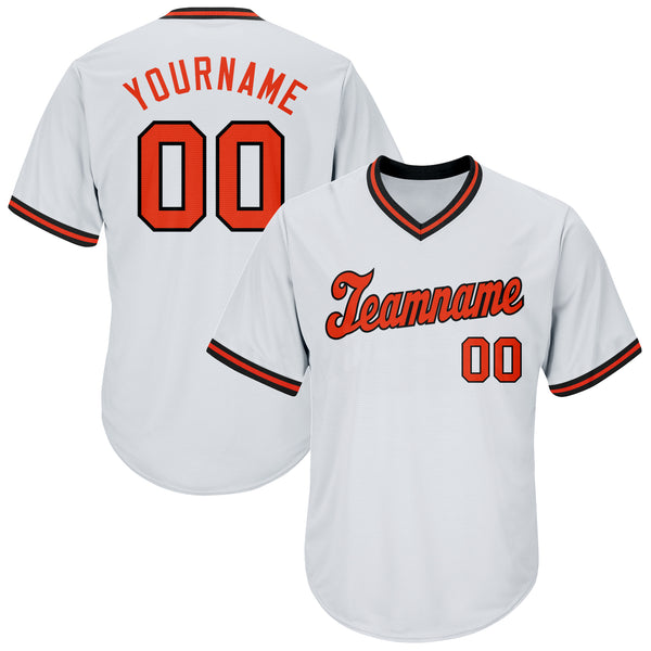 Custom White Orange-Black Authentic Throwback Rib-Knit Baseball Jersey Shirt Custom White Orange-Black Authentic Throwback Rib-Knit Baseball Jersey Shirt
