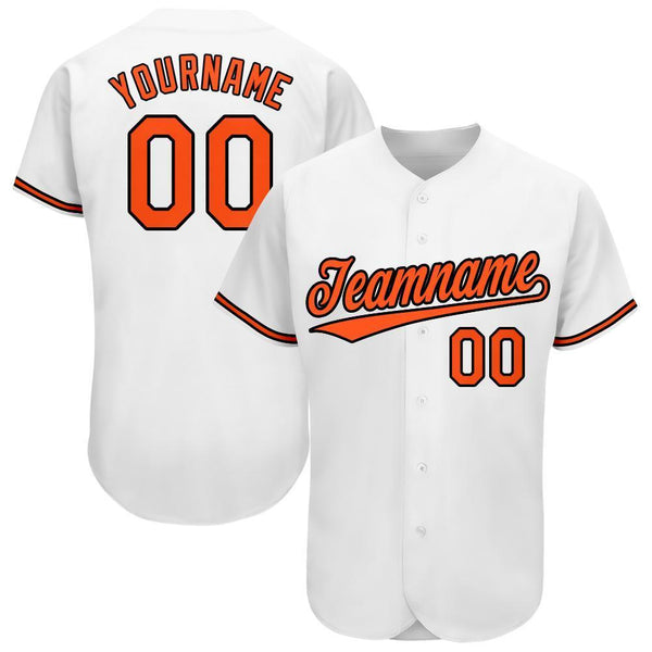 Custom White Orange-Black Baseball Jersey Custom White Orange-Black Baseball Jersey