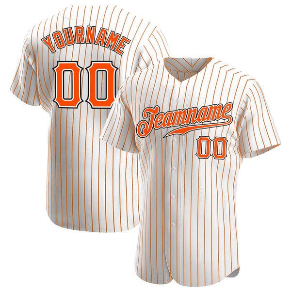 Custom White Orange Strip Orange-Black Authentic Baseball Jersey Custom White Orange Strip Orange-Black Authentic Baseball Jersey