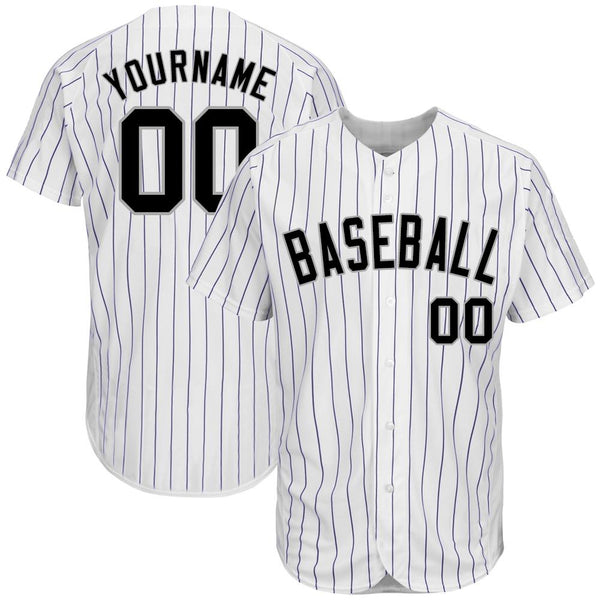 Custom White Purple Strip Black-Gray Authentic Baseball Jersey Custom White Purple Strip Black-Gray Authentic Baseball Jersey