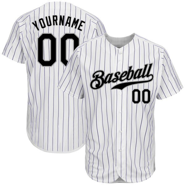 Custom White Purple Strip Black-Gray Authentic Baseball Jersey Custom White Purple Strip Black-Gray Authentic Baseball Jersey