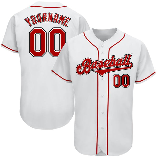 Custom White Red-Black Authentic Baseball Jersey Custom White Red-Black Authentic Baseball Jersey