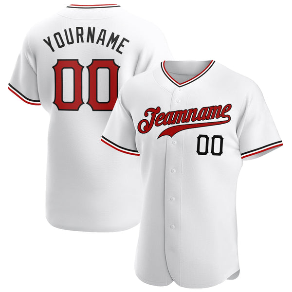 Custom White Red-Black Authentic Baseball Jersey Custom White Red-Black Authentic Baseball Jersey