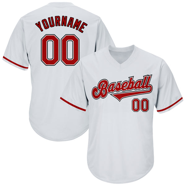 Custom White Red-Black Authentic Throwback Rib-Knit Baseball Jersey Shirt Custom White Red-Black Authentic Throwback Rib-Knit Baseball Jersey Shirt