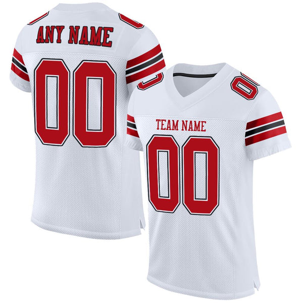 Custom White Red-Black Mesh Authentic Football Jersey Custom White Red-Black Mesh Authentic Football Jersey