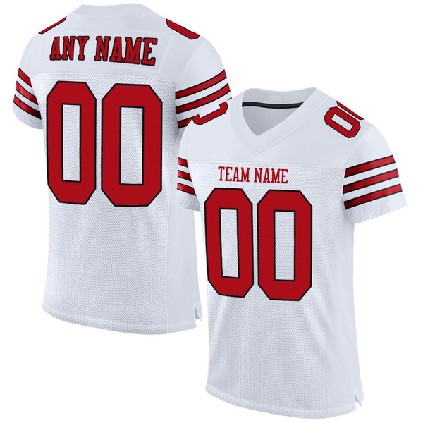 Custom White Red-Black Mesh Authentic Football Jersey Custom White Red-Black Mesh Authentic Football Jersey