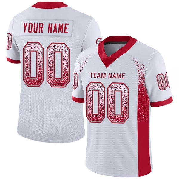 Custom White Red-Gray Mesh Drift Fashion Football Jersey Custom White Red-Gray Mesh Drift Fashion Football Jersey