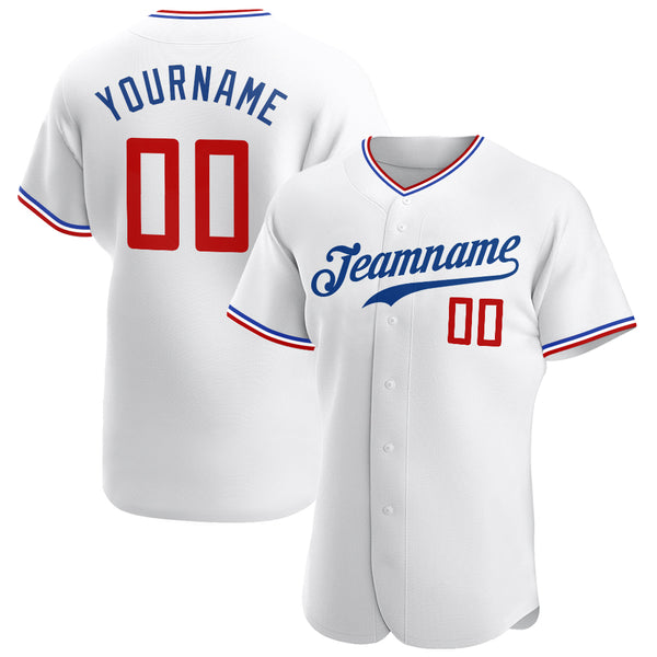 Custom White Red-Royal Authentic Baseball Jersey Custom White Red-Royal Authentic Baseball Jersey