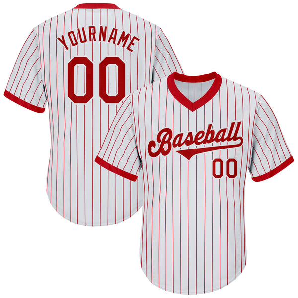 Custom White Red Strip Red-White Authentic Throwback Rib-Knit Baseball Jersey Shirt Custom White Red Strip Red-White Authentic Throwback Rib-Knit Baseball Jersey Shirt